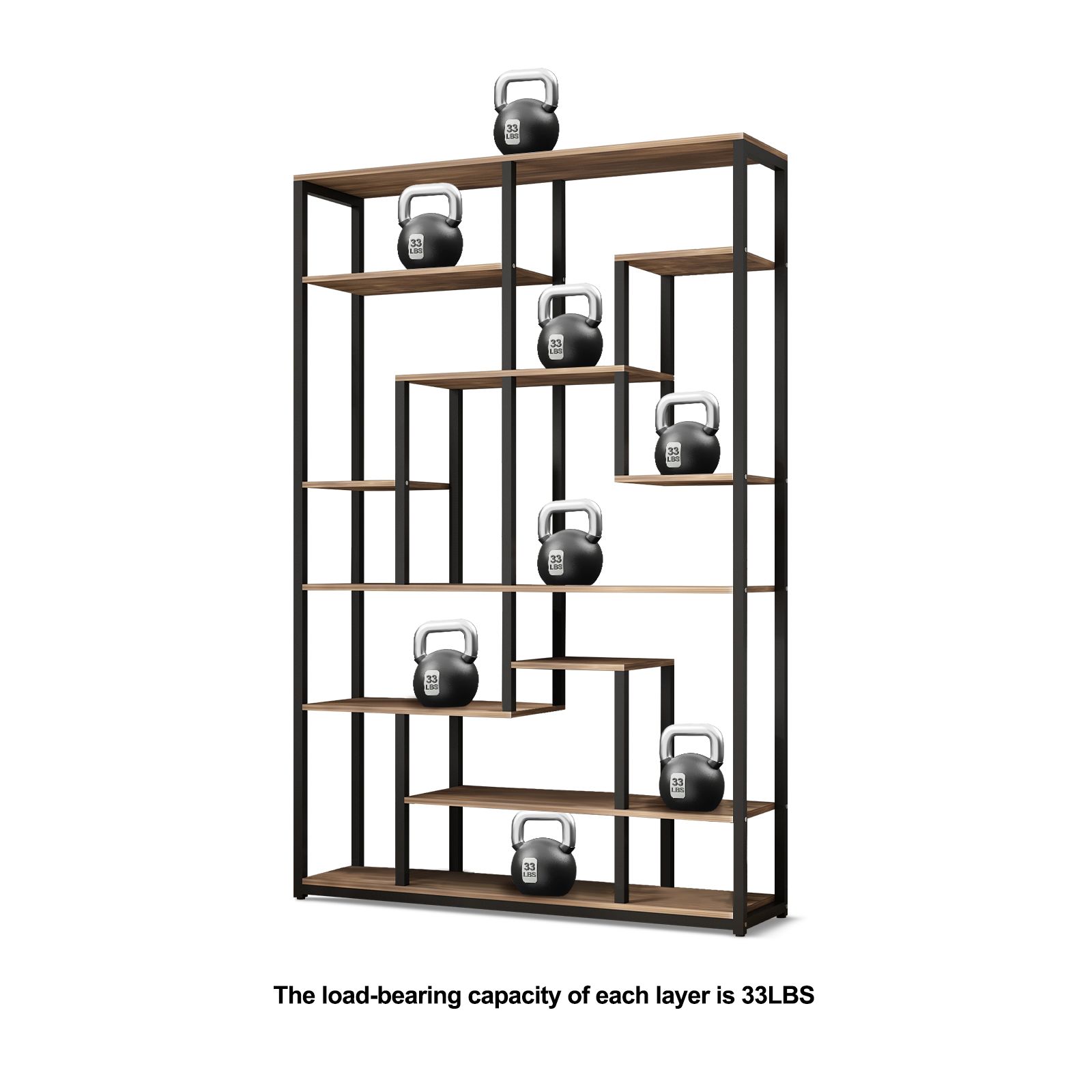 Bookshelf Display 7 Tier Shelf CD DVD Photo Storage Media Rack Plant Holder Metal Shelving Black