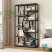 Bookshelf Display Tier Shelf CD DVD Photo Storage Media Rack Plant Ornament Holder Metal Shelving Black Room