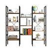 Bookshelf Display Tier Shelf CD DVD Photo Storage Media Rack Plant Ornament Holder Metal Shelving Black Room