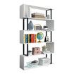 Bookshelf Display 5 Tier Shelf S Shape CD DVD Photo Storage Media Rack Plant Ornament Holder Metal Shelving Black Room