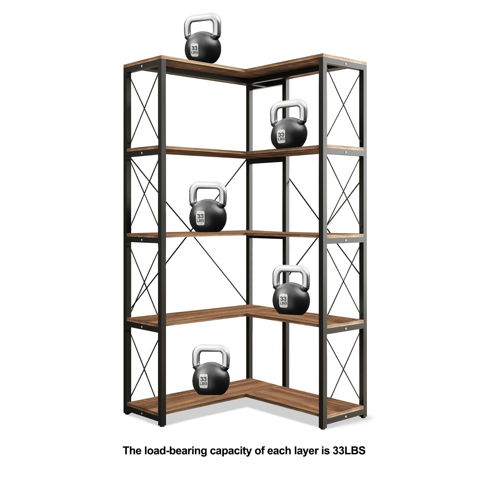 Bookshelf Display Corner Shelf 4 Tier CD DVD Photo Storage Media Rack Plant Ornament Holder Metal Shelving Black