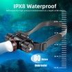 Dive Lights Scuba Diving Headlight IPX8 Waterproof Dive Headlamp - 3 Modes Underwater Flashlight for Diving