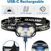 9 LED Headlamp Rechargeable Adjustable Headlight Motion Sensor Head Lamp Flashlight with White Red Light for Outdoor Hiking-2 Pack