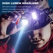 LED Headlamp Rechargeable, Head Lamp with Gesture Sensing Head Light for Forehead, Camping Gear