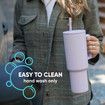 40 Oz Tumbler With Handle And Straw Lid, Reusable Stainless Steel Insulated Travel Mug Leakproof Iced Coffee Cup For Outdoor Sports Color Sweet Taffy