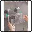 Suction Cup Shelf Suction Cup Wall Mounted Shower Storage Rack for Bathroom, No Drilling, Large Capacity (Grey,L double layer)