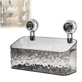 Suction Cup Shelf  Suction Cup Wall Mounted Shower Storage Rack for Bathroom, No Drilling, Large Capacity (Grey,L)