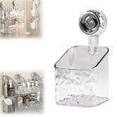 Suction Cup Shelf  Suction Cup Wall Mounted Shower Storage Rack for Bathroom, No Drilling, Large Capacity (Transparent,S)