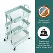 3 Tier Utility Cart Storage Rolling Trolley Tool Kitchen Wheeled Trolly Metal Shelf Living Bath Room Salon Beauty Organizer Lockable with Wheels