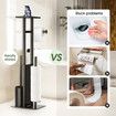 Toilet Paper Roll Holder with Brush Phone Shelf Free Standing Tissue Storage Dispenser Bathroom Organiser Reserve Floor Stand Home Decor 67cm Black