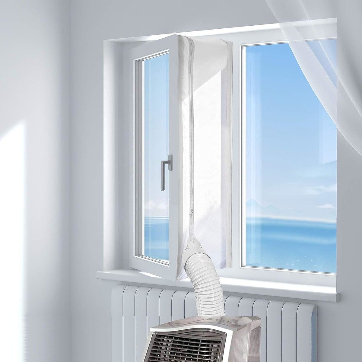 400CM Universal Window Seal for Portable Air Conditioner And Tumble Dryer With Zip and Adhesive Fastener