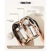 Travel Makeup Bag,Large Capacity Cosmetic Bags for Women,Waterproof Portable Pouch Open Flat Toiletry Bag Make up Organizer with Divider and Handle (Black)