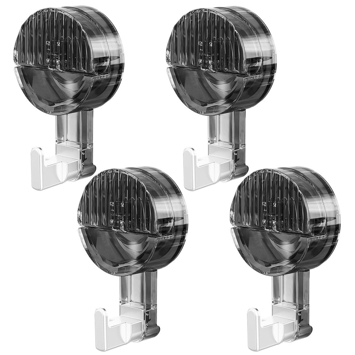 Suction Hooks,Vacuum Suction Cup Hooks Push Removable Heavy Duty Hooks for Kitchen, Bathroom and Living Room(4 Pcs-Black)