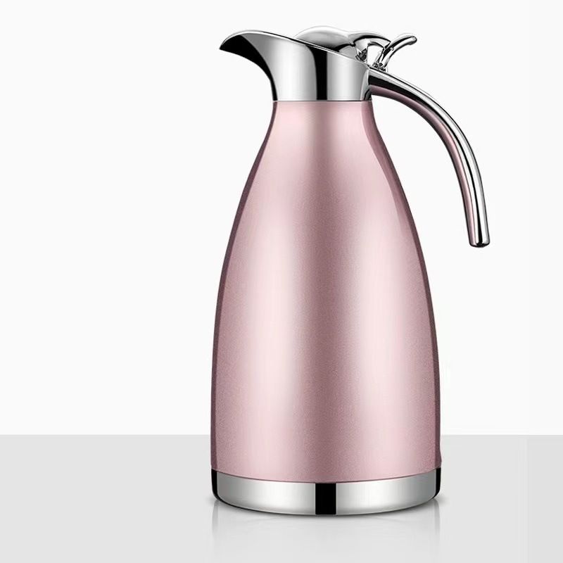 Stainless Steel Thermal Carafe, Double Wall Vacuum Insulated Thermos/Pitcher with Lid,Heat and Cold Retention Coffee/Tea Carafe, 2 Liter (Pink)