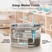 Stainless Steel Cat Water Fountain 3.2L Automatic Pet Water Fountain with Water Level Window and LED Light Super Quiet