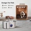 Stainless Steel Cat Water Fountain 3.2L Automatic Pet Water Fountain with Water Level Window and LED Light Super Quiet