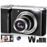 5K Digital Camera,Autofocus 56MP Cameras,10X Optical Vlogging Compact Camera with Front and Rear Camera,6-Axis Anti-Shake,Touch Screen with 64GB SD Card,2 Batteries
