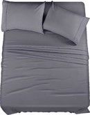 (Queen,dark gray)Queen Bed Sheets Set - 4 Piece Bedding - Brushed Microfiber - Shrinkage and Fade Resistant - Easy Care