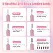 Electric Nail Drill-35000RPM Portable Acrylic Gel Polish Remover Nail Drill Machine with 6 Nail Bits,Professional Manicure Pedicure Polishing Tools for Home Salon,Pink