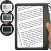 1 Pack 4X Large Ultra Bright LED Page Magnifier- 12 Anti-Glare Dimmable LEDs, Relieve Eye Strain for Reading Small Prints & Low Vision