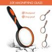 2 Pack 10X Magnifying Glass for Seniors & Kids, Non-Slip Handheld Magnifier for Reading, 75mm Magnify Glasses Lens for Close Work(Green and Orange)