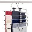 Magic Pants Hangers Space Saving for Trousers Scarves Slack (1 Pack with 5 Metal Clips)