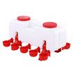 Chicken Water Feeder Auto Chick Waterer Automatic Poultry Dispenser Drinker Hen Watering System Chook Gravity Fed 10 PVC Feeding Cups 10L with Stands