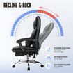 Executive Office Chair Massage Computer Gaming Desk Seat Lumbar Pillow Footrest PU Recliner Comfortable Work Study Armchair Ergonomic Black