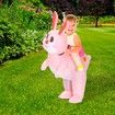 100120cm Easter Inflatable Pink Bunny Costume for Men Women, Party Dress Up Riding Rabbit Blow up Costumes Kids