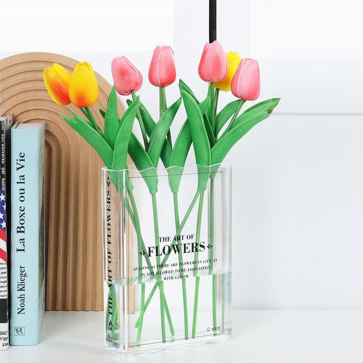 Book Vase for Flowers,Book Lovers Gifts,Aesthetic Room Decor Cute Flower Vase & Must-Have for Home,Bookshelf,Bedroom & Office Decor (Clear)