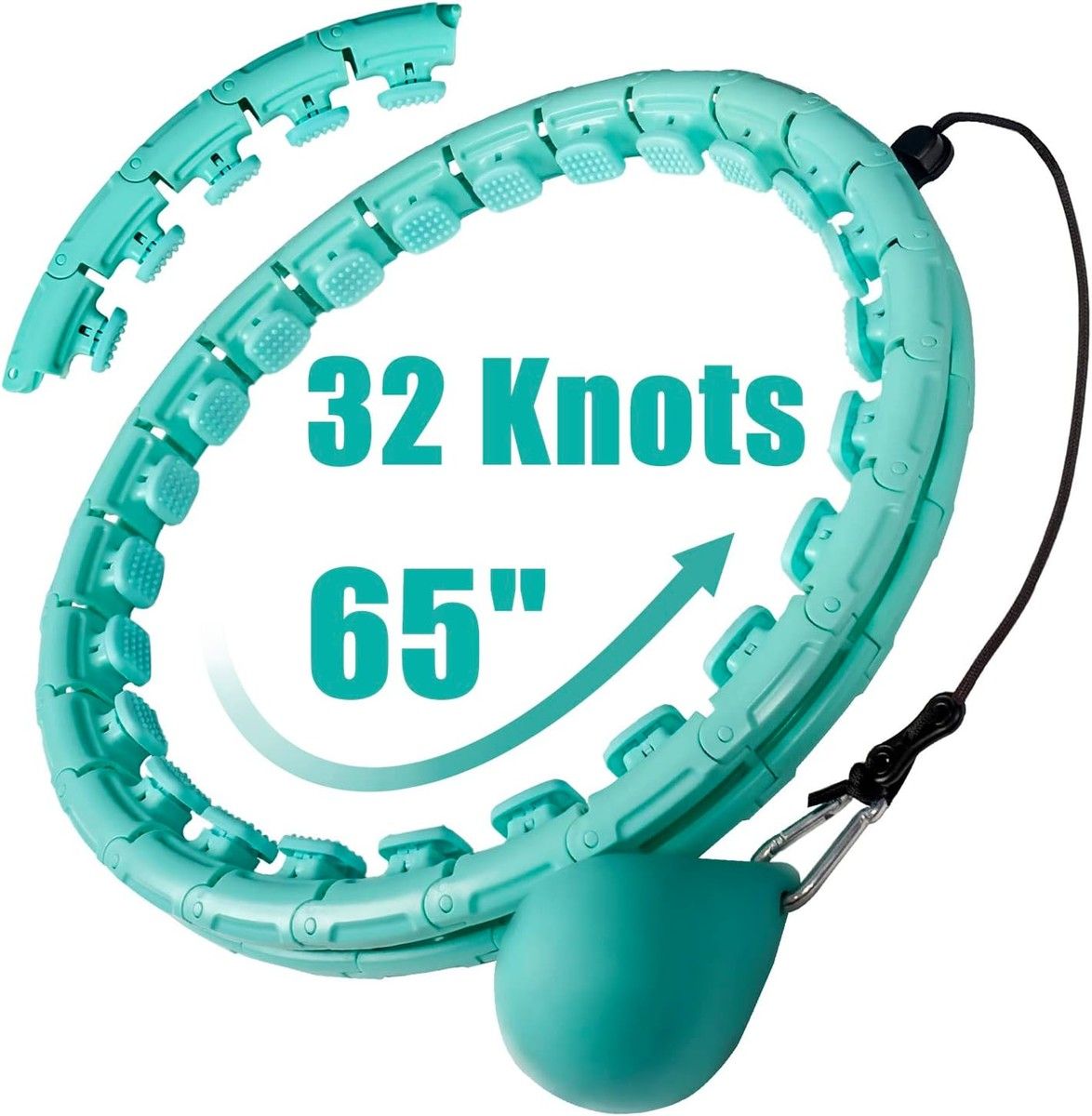 (Green)32 Detachable Knots-2 in 1 Abdomen Fitness Massage Non Fall Smart Hooola Hoop with Auto Spinning Ball,Weighted Exercise Hoop Plus Size