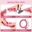 (Pink)32 Detachable Knots-2 in 1 Abdomen Fitness Massage Non Fall Smart Hooola Hoop with Auto Spinning Ball,Weighted Exercise Hoop Plus Size