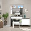 Dressing Table Set Makeup Vanity Mirrored Drawers Storage Grey Dresser Stool Modern Wooden Furniture Adjustable
