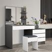 Dressing Table Set Makeup Vanity Mirrored Drawers Storage Grey Dresser Stool Modern Wooden Furniture Adjustable