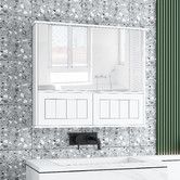 Bathroom Mirror Cabinet Shaver Medicine Shaving Wall Storage Organiser Bath Cupboard Toilet Organizer Furniture Shelves with 4 Doors White