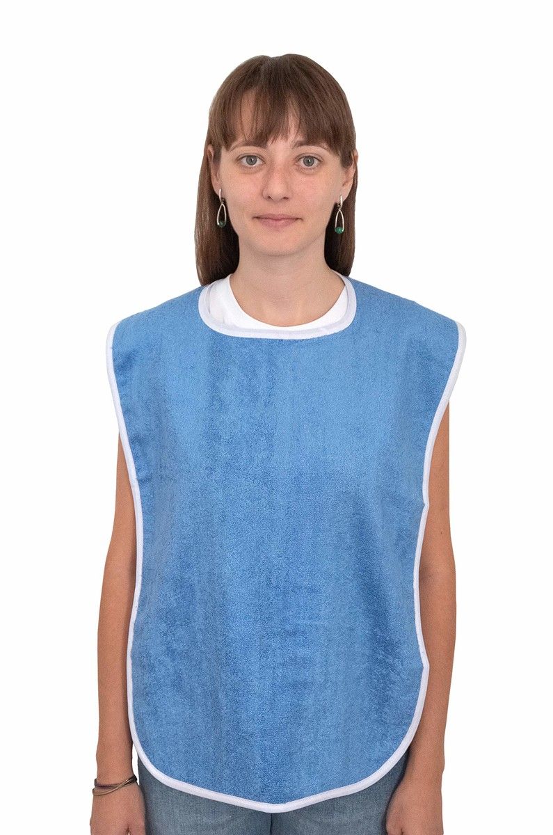 Adjustable Bibs for Men and Women Terry Clothing Protectors for Elderly Seniors and Disabled Machine Washable in Blue