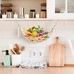 Hanging Fruit Hammock with Hooks, Hanging Fruit Basket Under the Kitchen Cabinet for Storing Fruits Kitchen Decor(Oval)