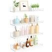 Clear Acrylic Shelves for Storage,15" Floating Shelves Wall Mounted for Kids Bookshelf/Display Ledge Shelves for Bedroom,Living Room,Bathroom,Kitchen,Set of 4