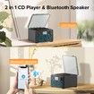 Portable CD Player Boombox with Bluetooth,CD Players for Home with Stereo Speakers,Rechargeable Boom Box CD Player with FM Radio,Support CD/MP3,USB/TF Card,Headphone Jack