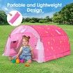Playhouse Tent Portable Stars Bed Kids Play Game House Cottage DIY Sleeping Canopy Indoor Outdoor Pink