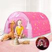 Playhouse Tent Portable Stars Bed Kids Play Game House Cottage DIY Sleeping Canopy Indoor Outdoor Pink