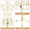 Female Mannequin Wire Dress Form Upper Torso Clothing Model Manikin Dressmaking Dummy Adjustable Gold
