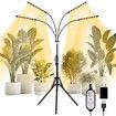 LED Plant Grow Light Full Spectrum Indoor Flower Growing Lamp 4 Heads 80 LEDs Height Adjustable Tripod Stand Auto Timer