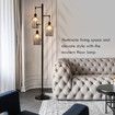 Modern Floor Lamp Standing Reading Light Tall Black Corner Industrial for Bed Living Room Office with Cage Shades 169cm