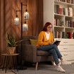 Modern Floor Lamp Standing Reading Light Tall Black Corner Industrial for Bed Living Room Office with Cage Shades 169cm
