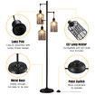 Modern Floor Lamp Standing Reading Light Tall Black Corner Industrial for Bed Living Room Office with Cage Shades 169cm