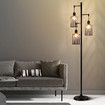 Modern Floor Lamp Standing Reading Light Tall Black Corner Industrial for Bed Living Room Office with Cage Shades 169cm