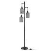 Modern Floor Lamp Standing Reading Light Tall Black Corner Industrial for Bed Living Room Office with Cage Shades 169cm
