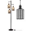 Modern Floor Lamp Standing Reading Light Tall Black Corner Industrial for Bed Living Room Office with Cage Shades 169cm