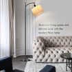 Modern Floor Lamp LED Reading Light Free Standing Minimalist Arc Industrial Adjustable Linen Lampshade Bedroom